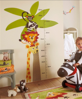pegatina-tabla-altura-habitación-niño pegatina de animalito y tabla de alturas para la habitación de los niños
